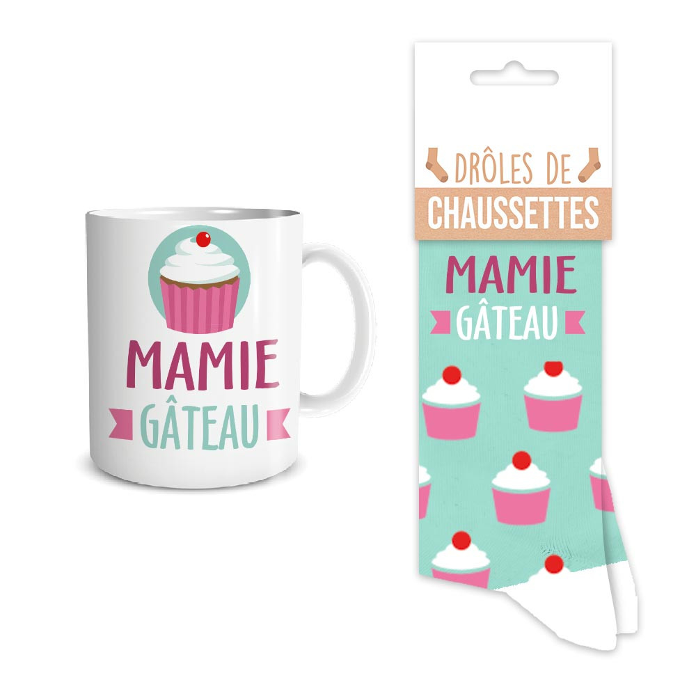 Coffret Mug + Chaussettes Mamie Gâteau